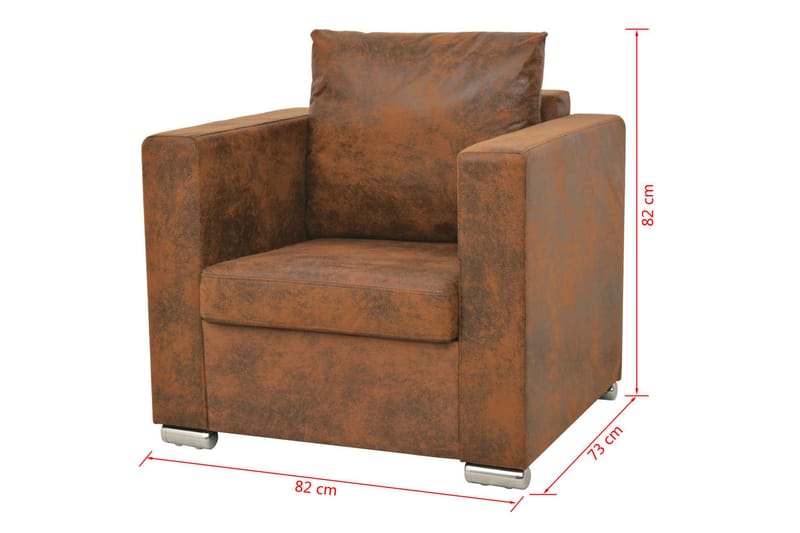 Lænestol 82 X 73 X 82 Cm Kunstigt Ruskindslæder - Brun - Læderstol - Lænestole