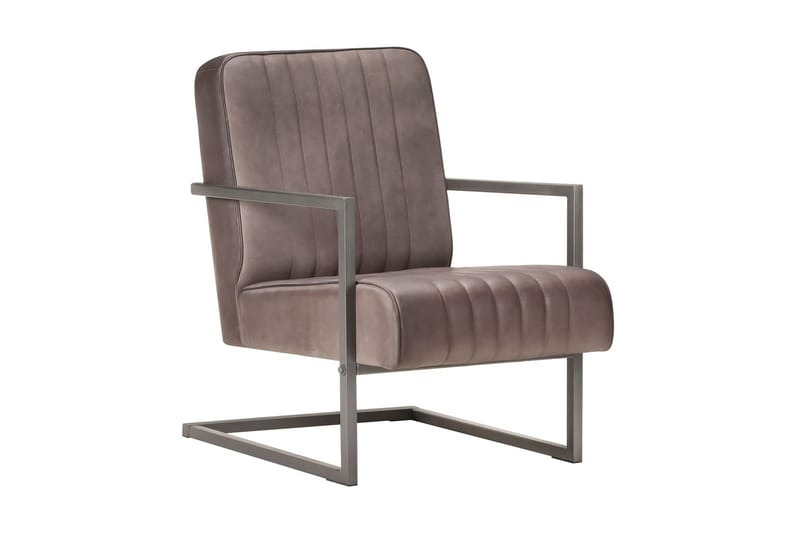 Lænestol med cantilever ægte læder rustik brun - Brun - Lænestole - Læderstol