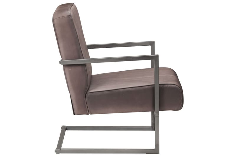 Lænestol med cantilever ægte læder rustik brun - Brun - Møbler - Stole & lænestole - Lænestole - Læderstol