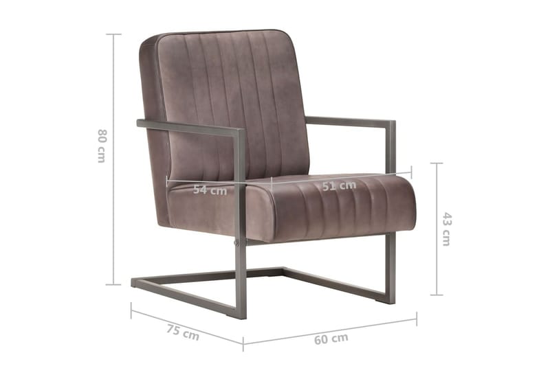 Lænestol med cantilever ægte læder rustik brun - Brun - Møbler - Stole & lænestole - Lænestole - Læderstol