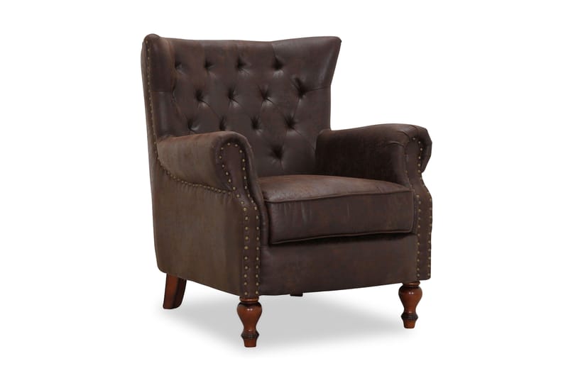 London Lænestol - Vintage Stof Brun - Chesterfield lænestole - Læderstol