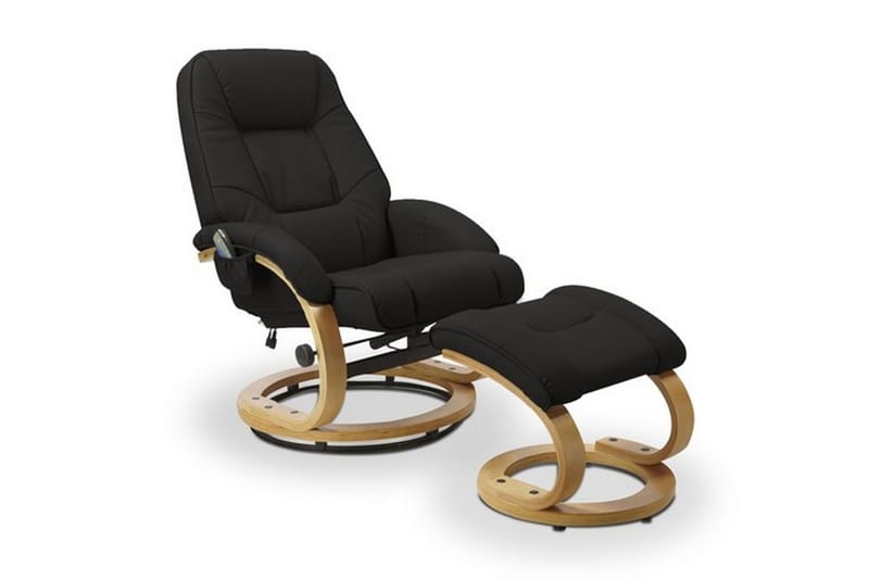 Matador Lænestol med Puf Kunstlæder - Sort - Lænestol med fodskammel - Lænestole - Læderstol