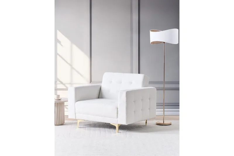 Lænestol Aberdeen - Hvid, guld, Hvid, Guld - Møbler - Stole & lænestole - Lænestole