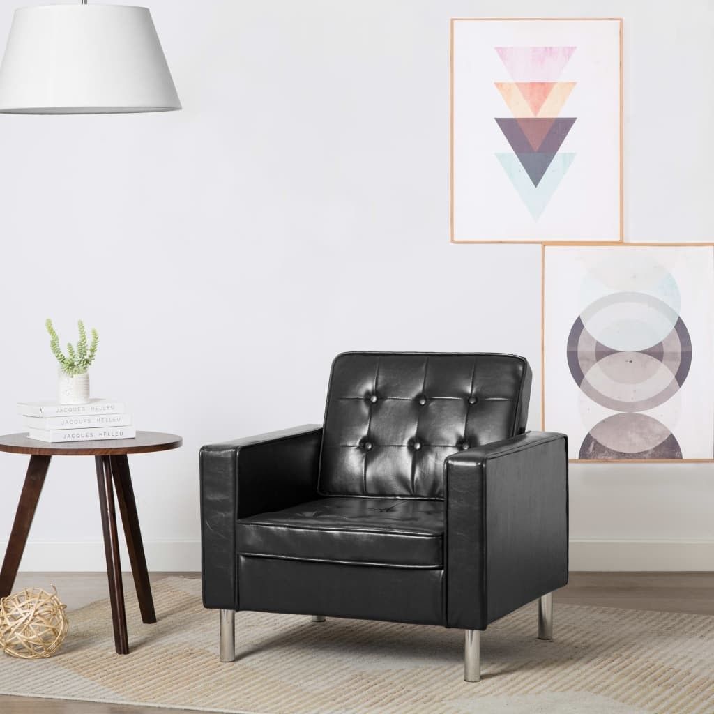 Lænestol Beklædning I Kunstlæder Sort 75 X 70 X 75 Cm - Sort - Møbler - Stole & lænestole - Lænestole