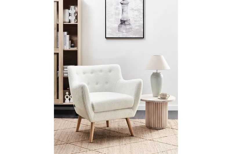 Lænestol Drammen Hvid/lyst træ - Hvid/lyst træ - Møbler - Stole & lænestole - Lænestole - Klubstol