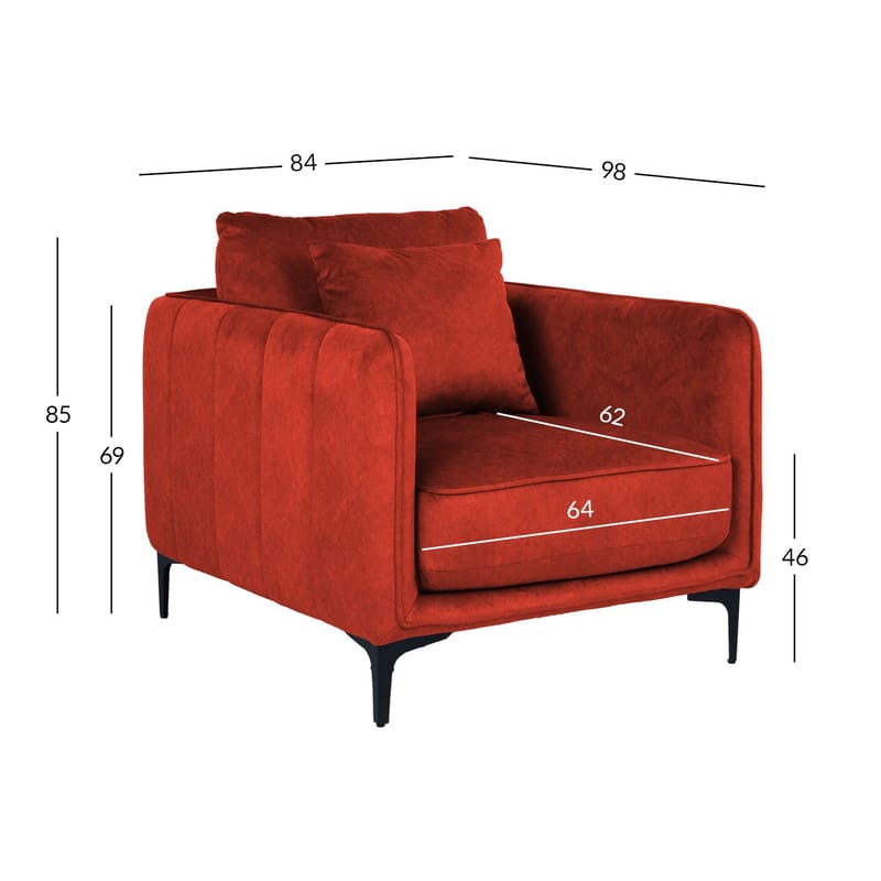 Lænestol HOME4YOU Bianka 100x40xh140 cm, eg - orange - Møbler - Stole & lænestole - Lænestole - Klubstol