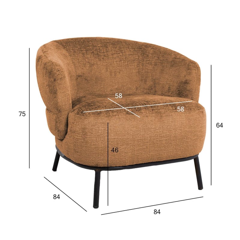 Lænestol HOME4YOU Gemala 150x40xh80 cm, sort - orange - Møbler - Stole & lænestole - Lænestole - Klubstol