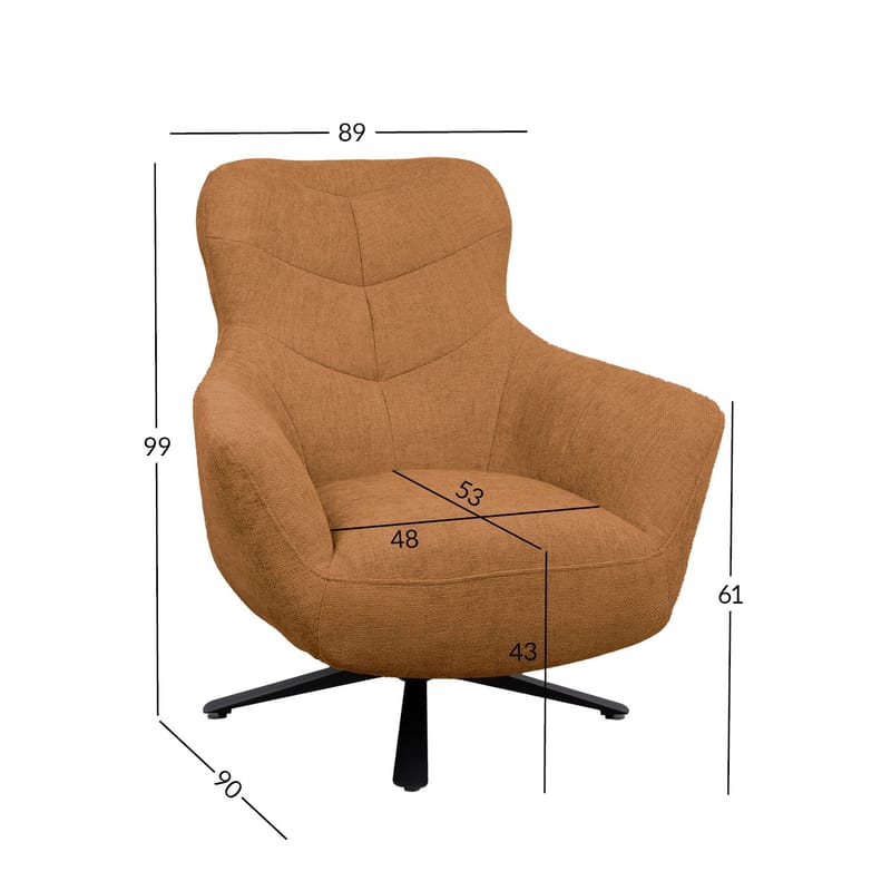 Lænestol HOME4YOU Helga 150x40xh80 cm, melamin eg - karamel - Møbler - Stole & lænestole - Lænestole