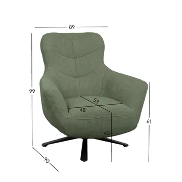 Lænestol HOME4YOU Helga 80x40xh80 cm, melamin eg - grøn - Møbler - Stole & lænestole - Lænestole