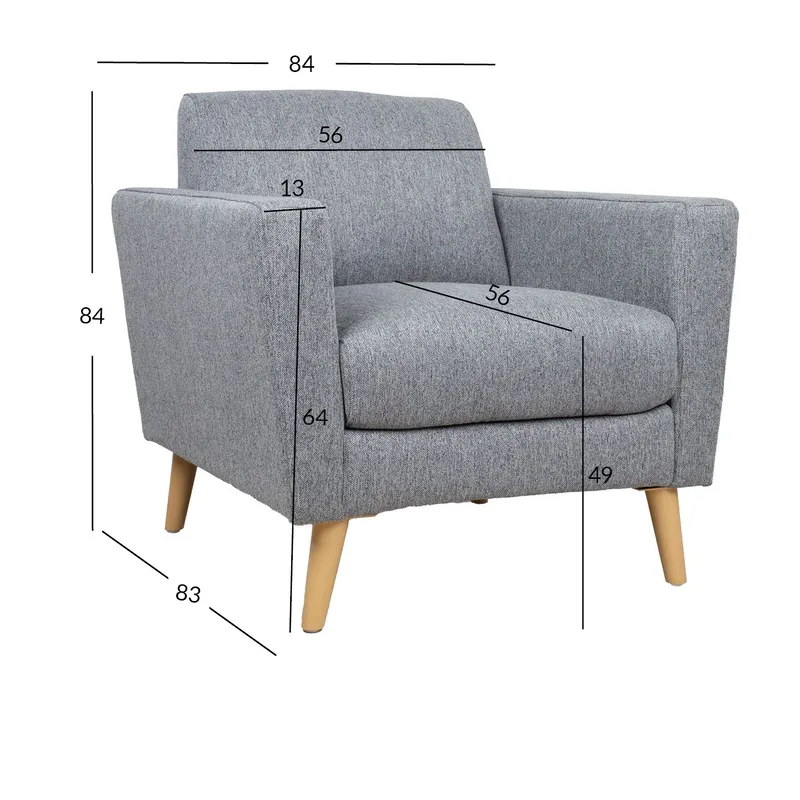 Lænestol HOME4YOU Kaili grå - Grå - Møbler - Stole & lænestole - Lænestole - Klubstol