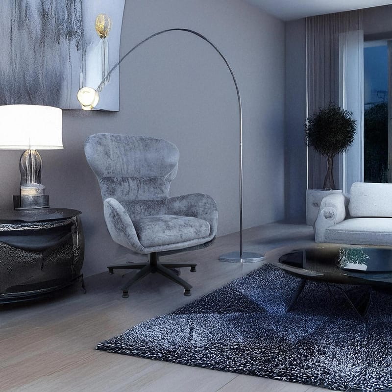 Lænestol HOME4YOU Karolina 80x40xh85 cm, melamin med egebark - Blå - Møbler - Stole & lænestole - Lænestole - Øreklapstol