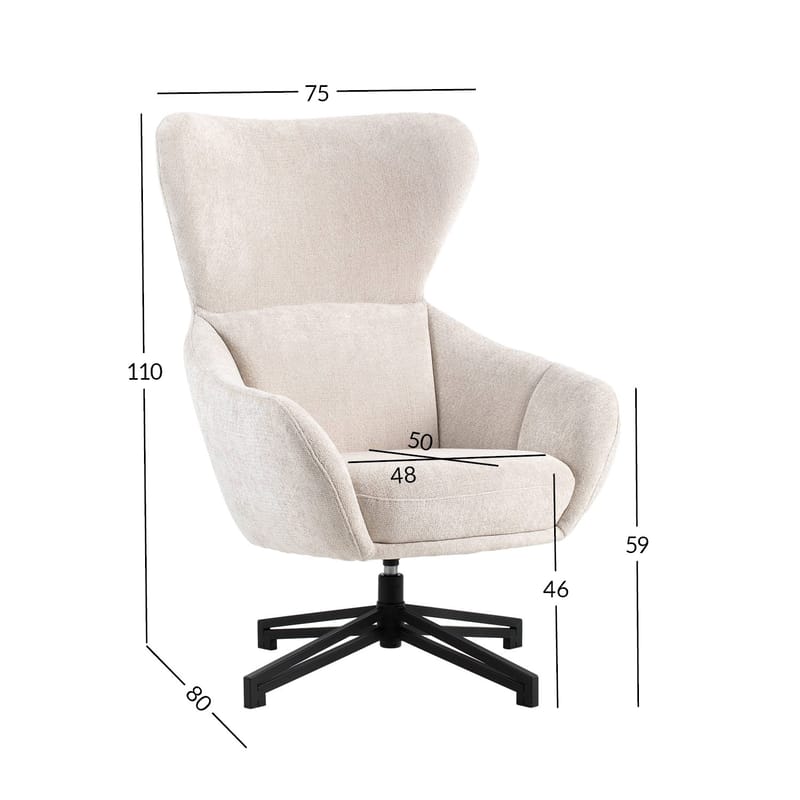 Lænestol HOME4YOU Lionel 158x40xh83 cm, cappuccino - hvid - Møbler - Stole & lænestole - Lænestole