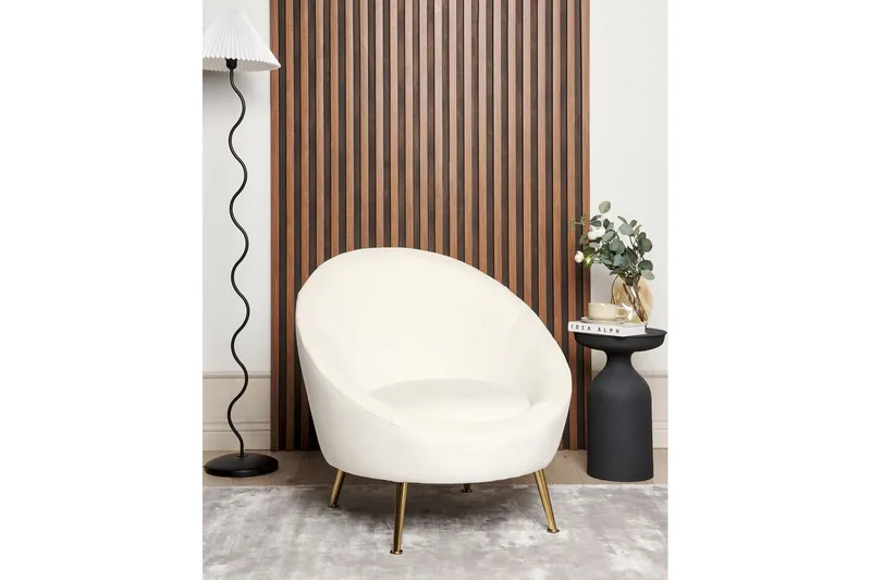 Lænestol Langa - Hvid, Guld - Møbler - Stole & lænestole - Lænestole - Klubstol