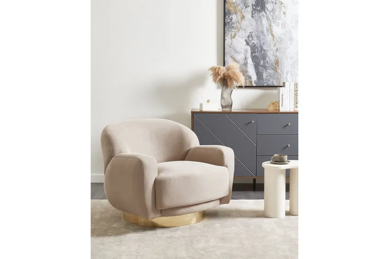 Lænestol Lejre Taupe/guld - Taupe/guld - Møbler - Stole & lænestole - Lænestole - Klubstol