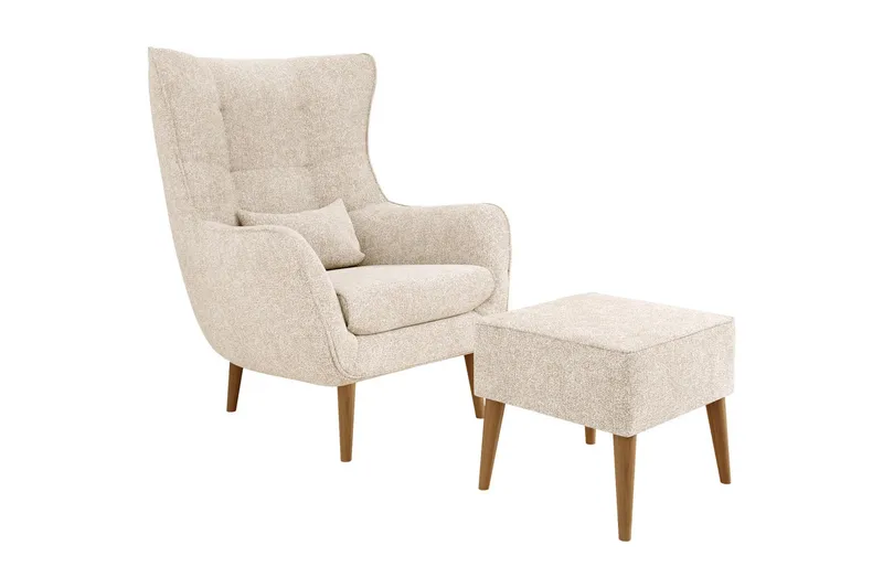 Lænestol LORD med Fodskammel, Beige