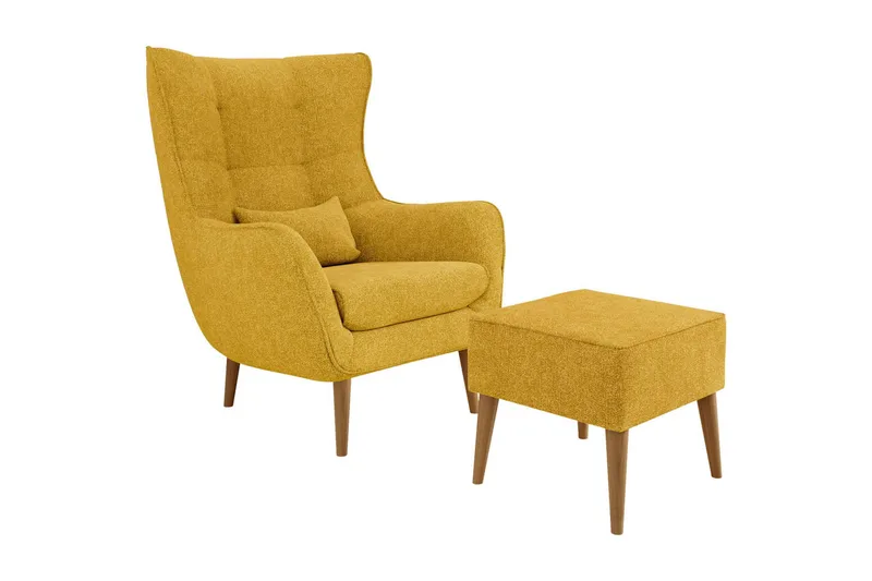 Lænestol LORD med fodskammel, Gul