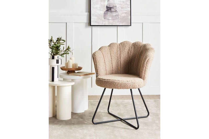 Lænestol Lovelock - Beige, sort/Bouclé, Beige, sort/bouclé - Møbler - Stole & lænestole - Lænestole - Lænestol uden armlæn