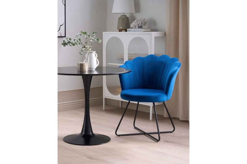 Lænestol Lovelock - Blå, sort/fløjl, Blå, Sort/Fløjl - Møbler - Stole & lænestole - Lænestole - Lænestol uden armlæn