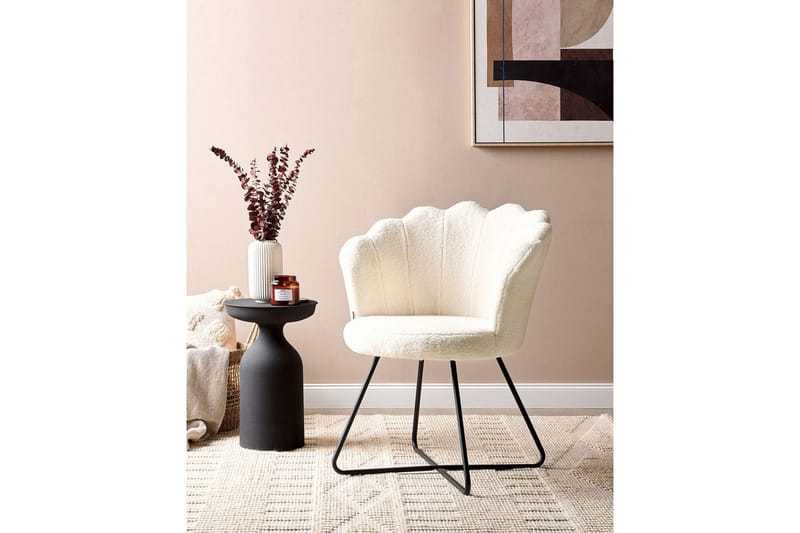 Lænestol Lovelock - Hvid, Sort/Bouclé, Hvid, Sort/bouclé - Møbler - Stole & lænestole - Lænestole - Lænestol uden armlæn