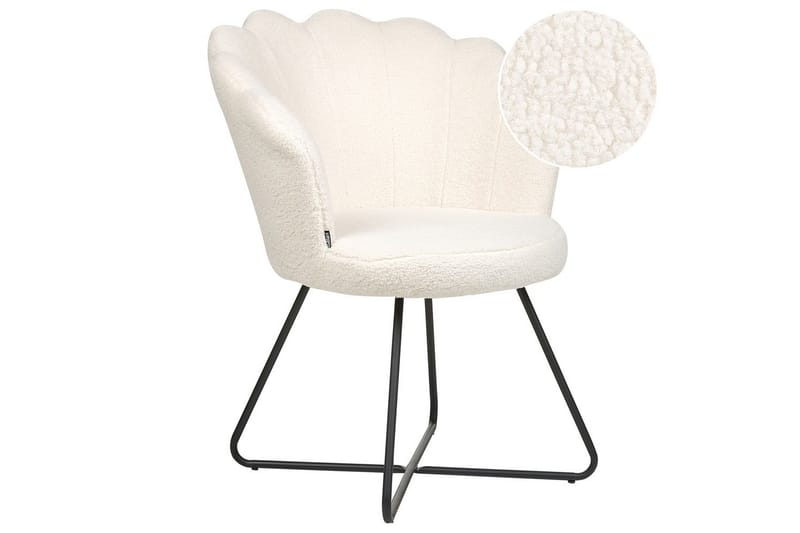 Lænestol Lovelock, Hvid, Sort/Bouclé, Hvid, Sort/bouclé