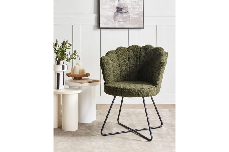 Lænestol Lovelock - Mørkegrøn, Sort/Bouclé, Mørkegrøn, sort/Bouclé, Mørkegrøn, sort/bouclé - Møbler - Stole & lænestole - Lænestole - Lænestol uden armlæn