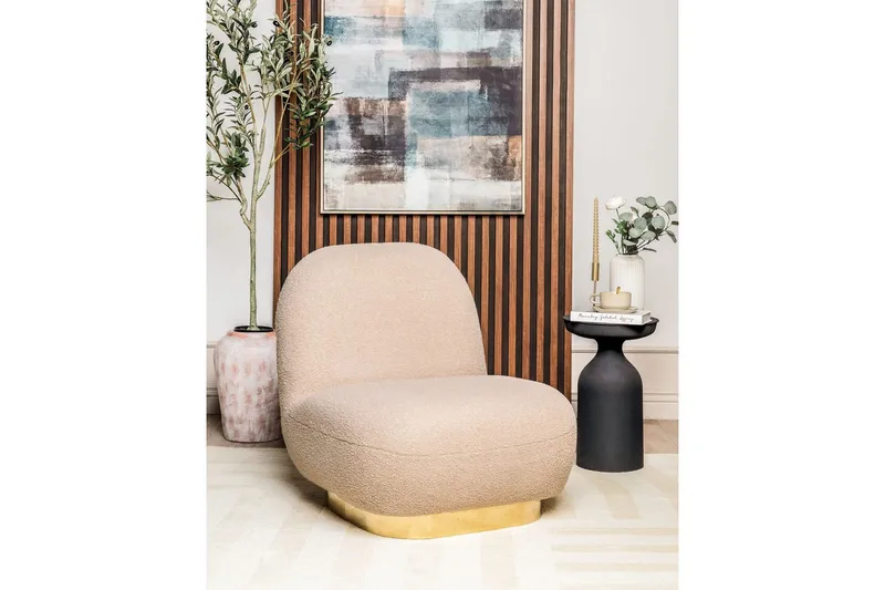 Lænestol Loviisa - Beige, guld - Møbler - Stole & lænestole - Lænestole - Lænestol uden armlæn