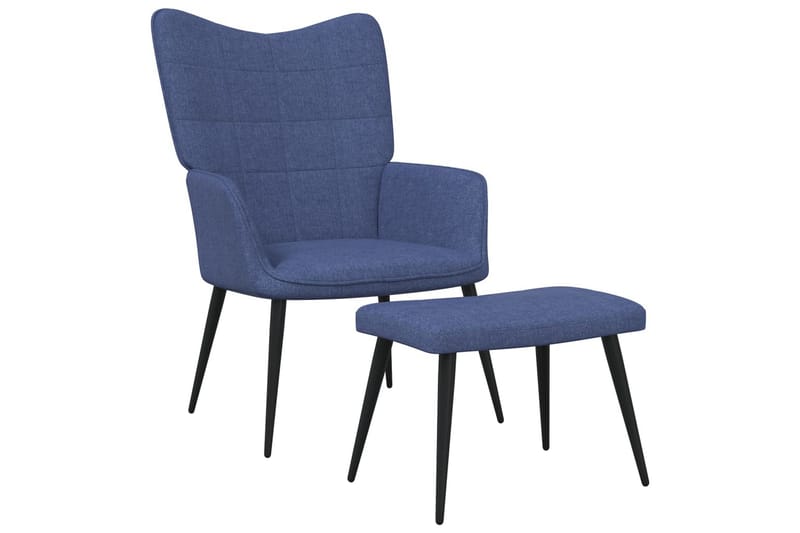 lænestol med fodskammel 62x68,5x96 cm stof blå - Møbler - Stole & lænestole - Lænestole