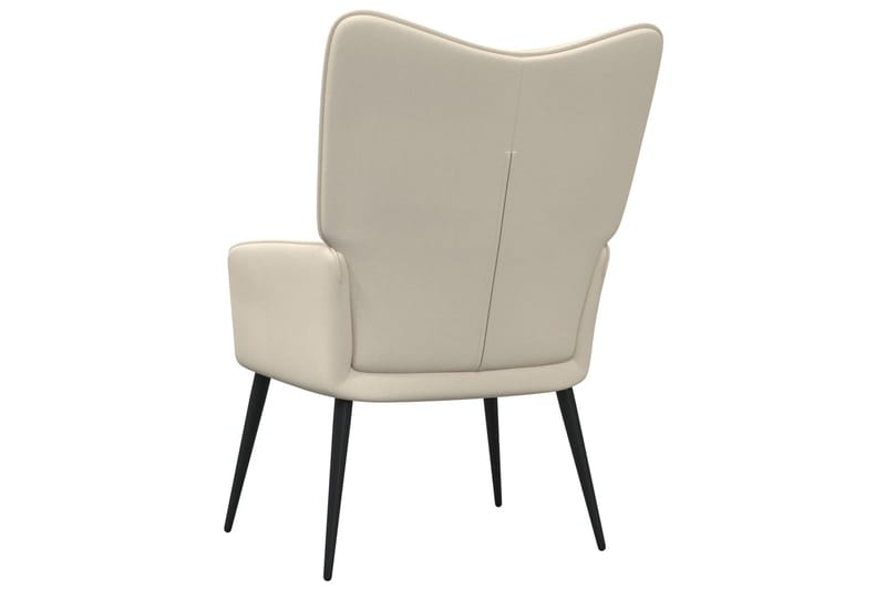 lænestol med fodskammel 62x68,5x96 cm stof cremefarvet - Møbler - Stole & lænestole - Lænestole