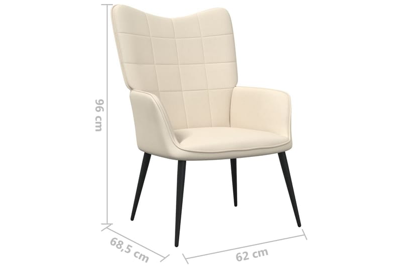 lænestol med fodskammel 62x68,5x96 cm stof cremefarvet - Møbler - Stole & lænestole - Lænestole