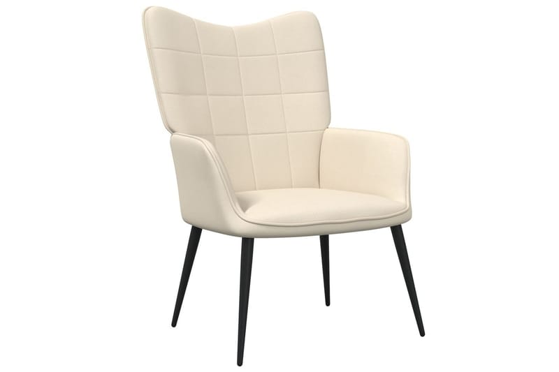lænestol med fodskammel 62x68,5x96 cm stof cremefarvet - Møbler - Stole & lænestole - Lænestole