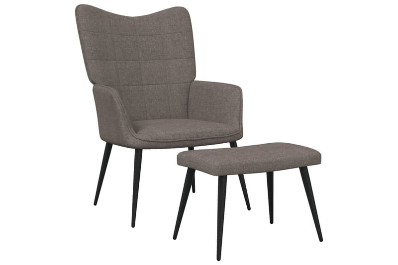 lænestol med fodskammel 62x68,5x96 cm stof gråbrun - Møbler - Stole & lænestole - Lænestole