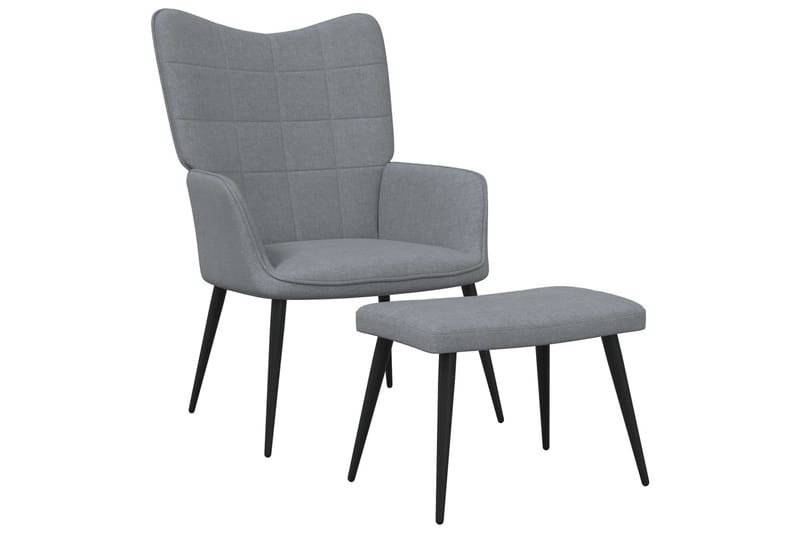 lænestol med fodskammel 62x68,5x96 cm stof lysegrå - Møbler - Stole & lænestole - Lænestole