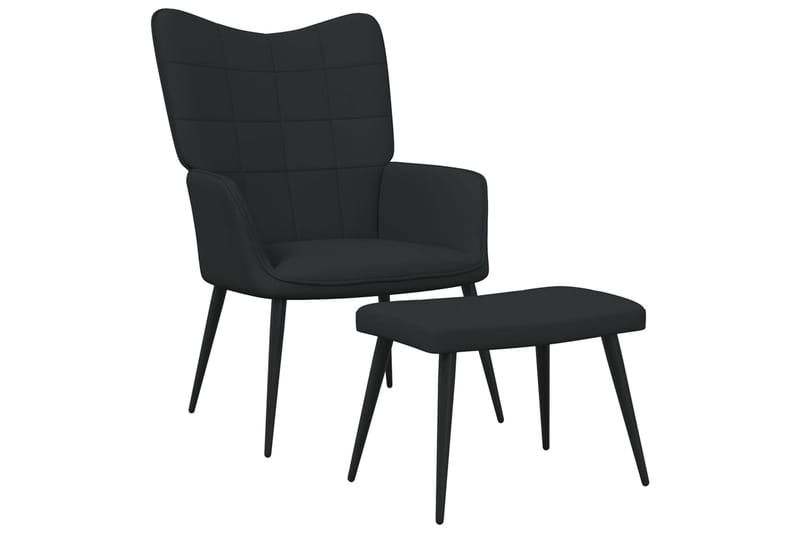 lænestol med fodskammel 62x68,5x96 cm stof sort - Møbler - Stole & lænestole - Lænestole