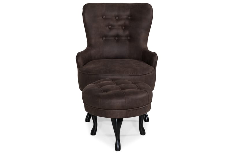 Dahlia Lænestol med Puf - Vintage brun - Møbler - Stole & lænestole - Lænestole