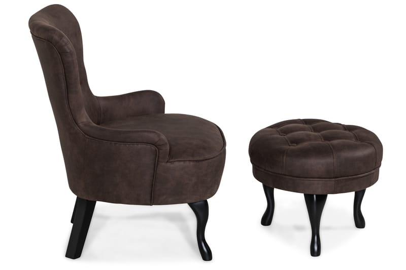 Dahlia Lænestol med Puf - Vintage brun - Møbler - Stole & lænestole - Lænestole