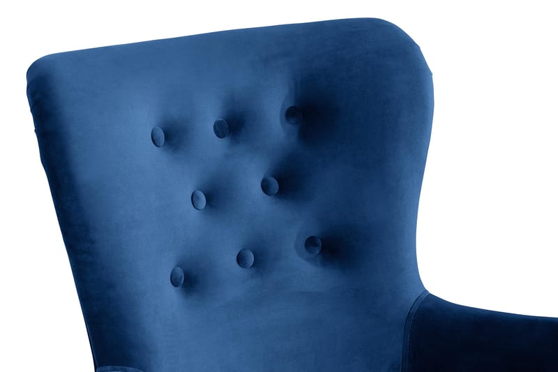 Dahlia Lænestol med Puf - Blå Velour - Lænestole - Lænestol med fodskammel