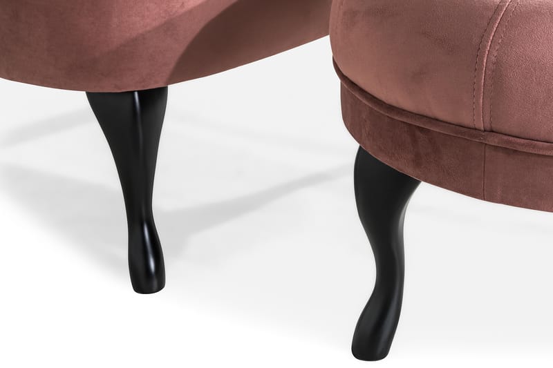 Dahlia Lænestol med Puf - Rustlyserød Velour - Lænestole - Lænestol med fodskammel
