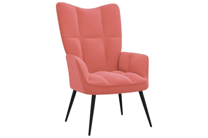 lænestol med fodskammel fløjl lyserød - Lyserød - Lænestole