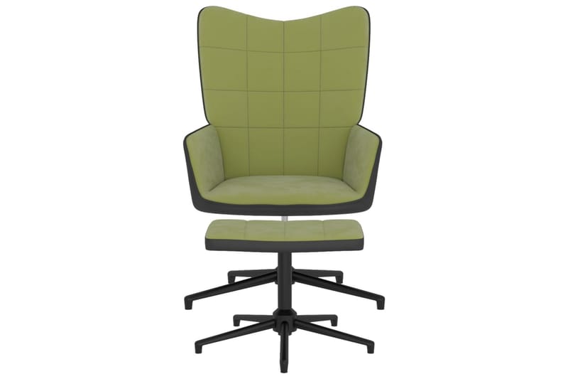 lænestol med fodskammel fløjl og PVC lysegrøn - Grøn - Lænestole