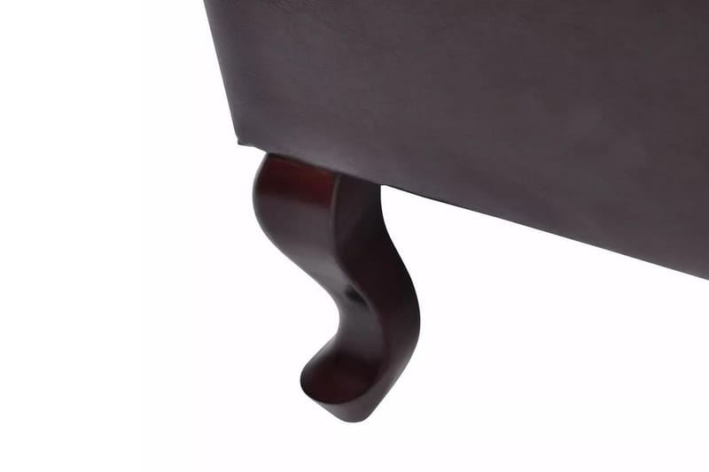 Lænestol Med Fodskammel Kunstlæder Mørkebrun - Brun - Læderstol - Chesterfield lænestole