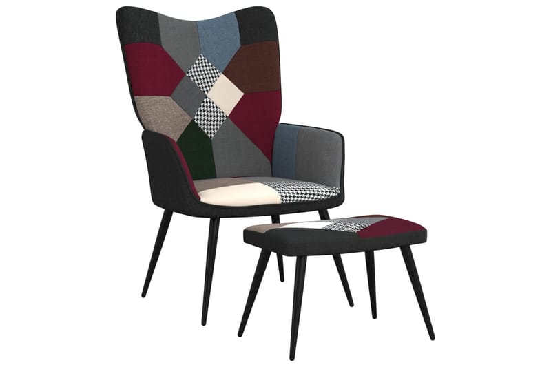 lænestol med fodskammel stof patchwork - Flerfarvet - Møbler - Stole & lænestole - Lænestole