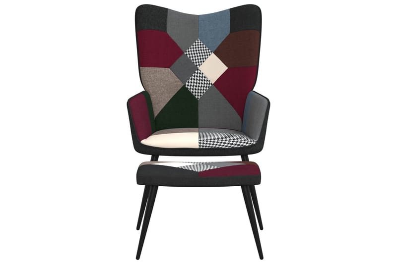 lænestol med fodskammel stof patchwork - Flerfarvet - Møbler - Stole & lænestole - Lænestole