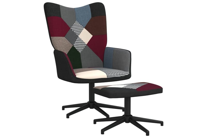 lænestol med fodskammel stof patchwork - Flerfarvet - Møbler - Stole & lænestole - Lænestole