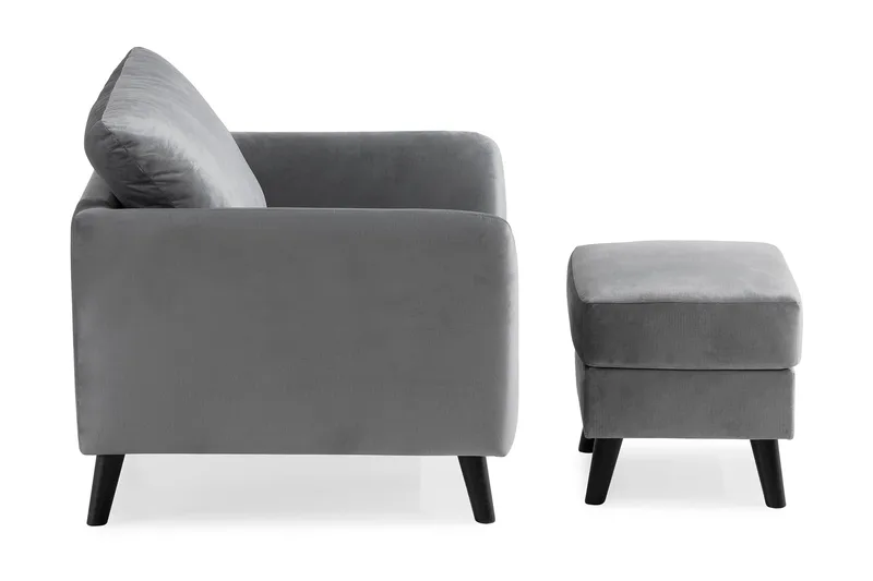 Trend Lænestol med Fodskammel - Lysegrå Velour - Møbler - Stole & lænestole - Lænestole - Lænestol med fodskammel