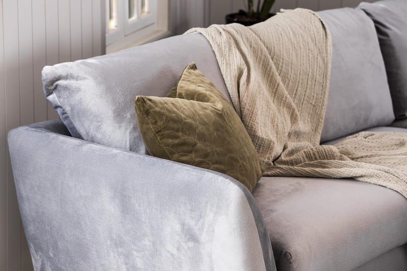 Trend Lænestol med Fodskammel - Lysegrå Velour - Møbler - Stole & lænestole - Lænestole