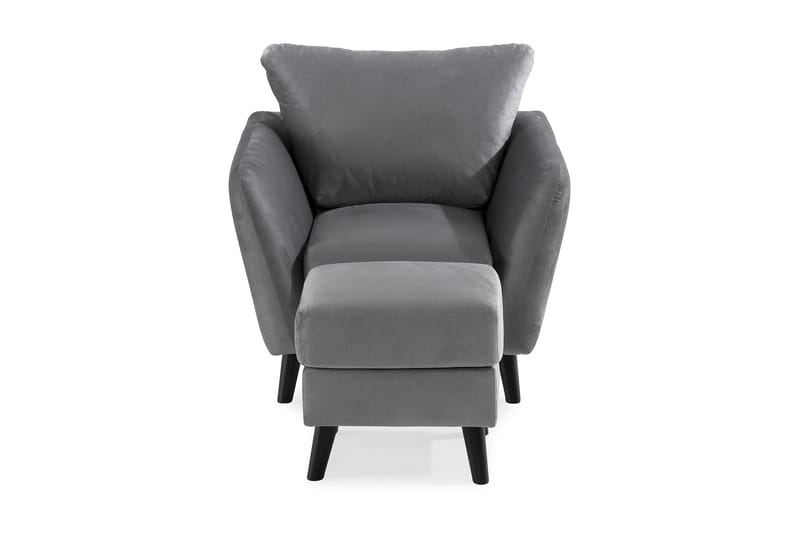 Trend Lænestol med Fodskammel - Lysegrå Velour - Møbler - Stole & lænestole - Lænestole