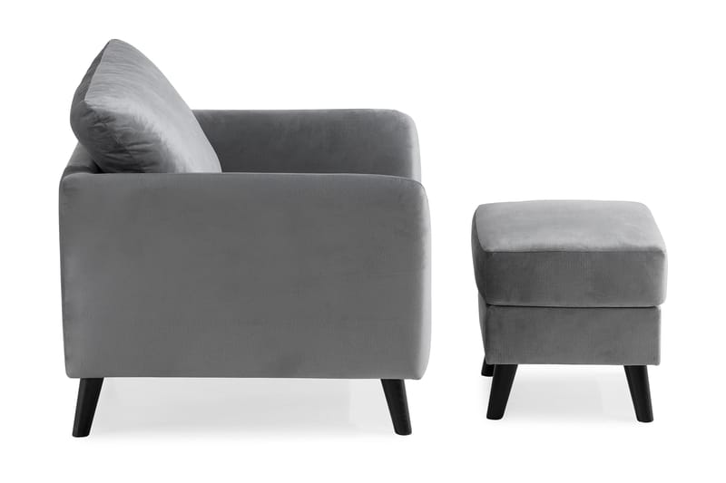 Trend Lænestol med Fodskammel - Lysegrå Velour - Møbler - Stole & lænestole - Lænestole