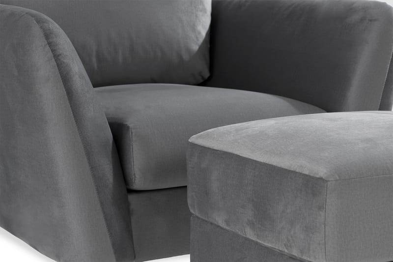 Trend Lænestol med Fodskammel - Lysegrå Velour - Møbler - Stole & lænestole - Lænestole