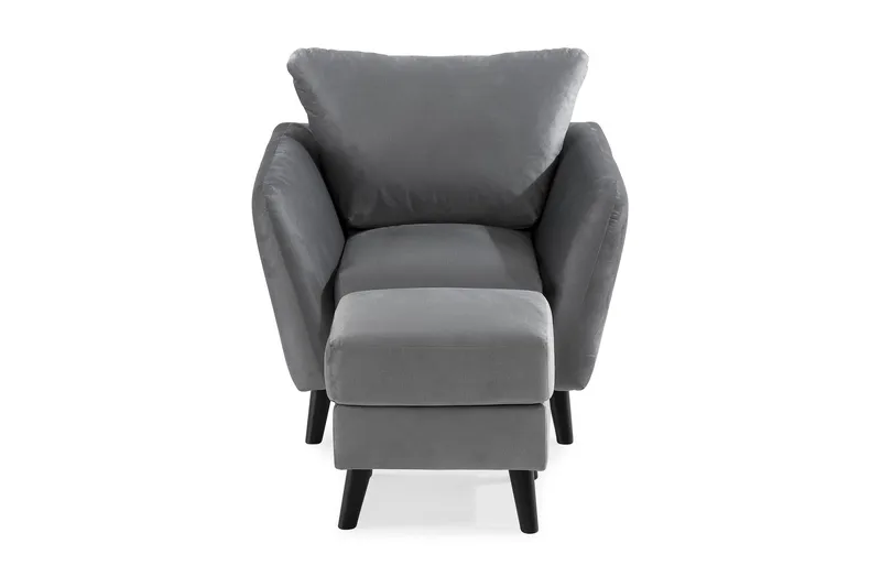 Trend Lænestol med Fodskammel - Lysegrå Velour - Møbler - Stole & lænestole - Lænestole - Lænestol med fodskammel