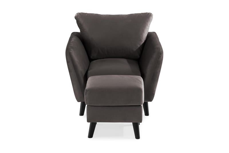 Trend Lænestol med Fodskammel - Mørkegrå Velour - Lænestole - Lænestol med fodskammel
